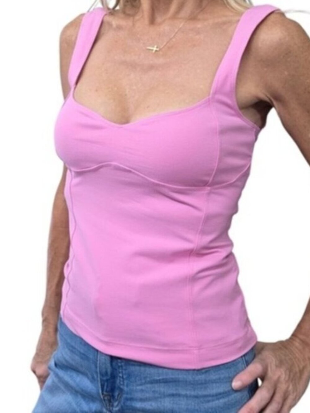 Free People Intimately Pink Corset Tank Sweetheart Fitted Top S